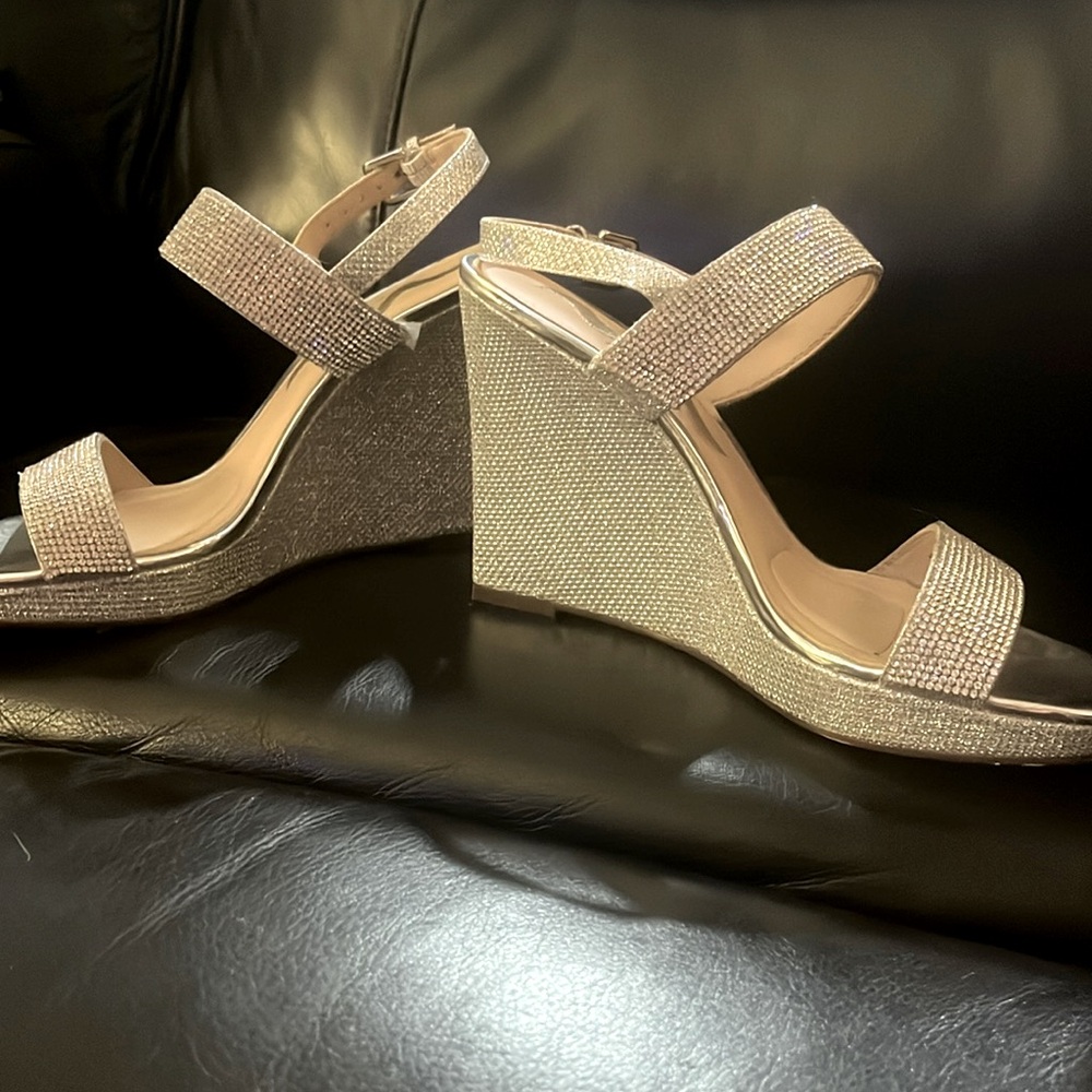 Stylish glitter wedges- worn once for wedding 
 Very comfortable